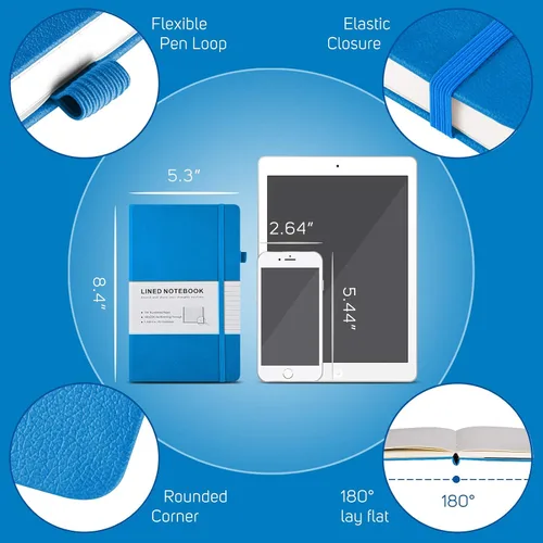 Miniatura 3 de Paquete de 7 cuadernos a rayas, de piel sintética de tapa dura para hombres y mujeres, páginas numeradas gruesas de 3.53 oz/m² con contenido