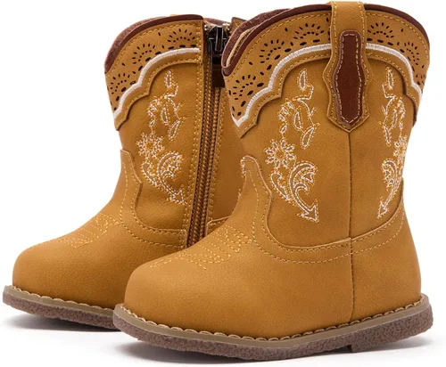 Miniatura 8 de BMCiTYBM Botas de bebé vaqueras para niño y niña, botas vaqueras occidentales para bebé, botas de vaquero para bebé con punta redonda, botas