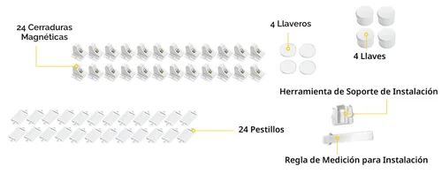 Miniatura 3 de Vmaisi Cerraduras magnéticas adhesivas para armarios y cajones (paquete de 24 y 4 llaves + cuna)