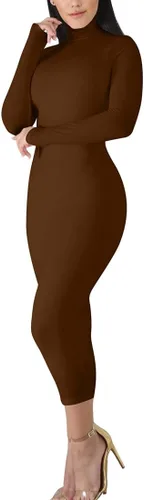 Miniatura 4 de BORIFLORS - Vestido largo de manga larga para mujer, de cuello alto, para fiesta