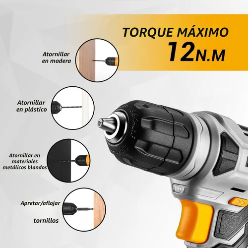 Miniatura 5 de DEKOPRO Juegos de herramientas eléctricas y manuales de 126 piezas con taladro inalámbrico de 8 V y portabrocas sin llave de 3/8", herramientas
