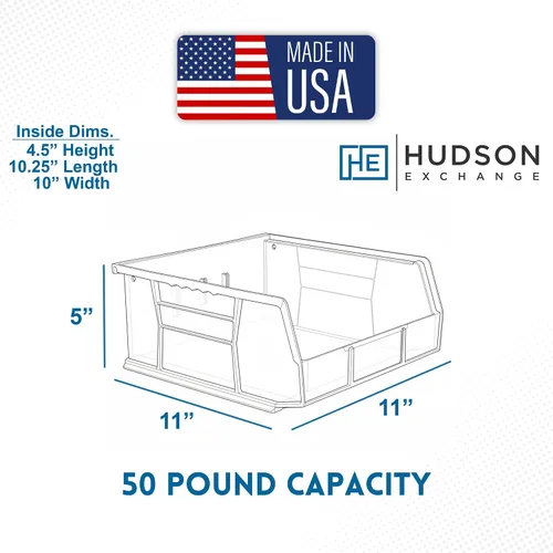 Miniatura 5 de Hudson Exchange - Contenedores apilables de plástico de 11 x 11 x 5 pulgadas y contenedores para colgar (color amarillo, 1 unidad)