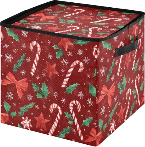 Miniatura 29 de Cesta de almacenamiento para adornos de Navidad, búfalo a cuadros, negro y blanco, contenedor de almacenamiento de invierno con separadores
