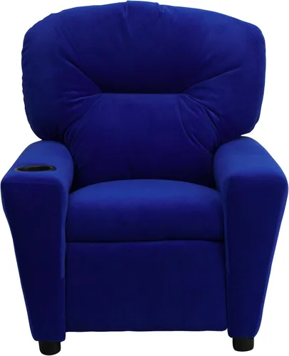 Miniatura 4 de EMMA + OLIVER Reclinable infantil de microfibra azul con portavasos