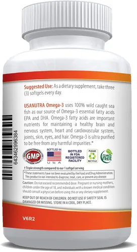 Miniatura 7 de Aceite de pescado Omega 3 de 2250 mg con 1350 EPA + 900 DHA Aceite de pescado islandés capturado en la naturaleza de triple fuerza, 120 cápsulas.