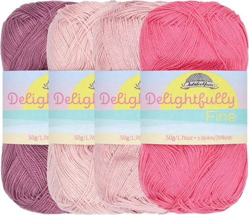 Miniatura 8 de JubileeYarn - Hilo deliciosamente fino, 1.76 oz/madeja de rayón de bambú y encaje, tonos de azul, 4 madejas