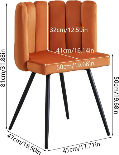 Miniatura 3 de TUKAILAi Cute Petal - Silla de comedor moderna de terciopelo con respaldo en forma de concha, asiento acolchado grueso y patas de metal negro, silla