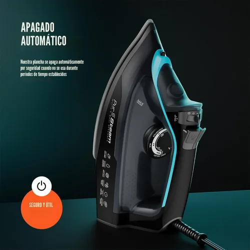 Miniatura 8 de Pursteam SteamBurst+ Plancha de vapor de 1750 W, suela de cerámica, vapor ajustable, ráfaga de vapor, autolimpiante, anticalco, antigoteo, potente
