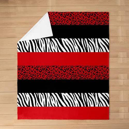 Miniatura 3 de Leopard Print Throw Blanket,40x50,African Wild Animal Skin Print Fleece Blanket for Teens Adults,Zebra Geometric Stripes Wildlife Tribal