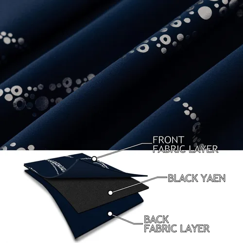 Miniatura 4 de Yakamok Cortinas opacas para sala de estar, cortinas de 84 pulgadas de largo, cortinas onduladas azul marino y plateado con patrón, cortinas de Azul