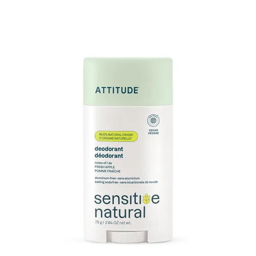 ATTITUDE Desodorante para pieles sensibles, sin aluminio y sin bicarbonato de sodio, suave y vegano, protección contra olores de larga duración,
