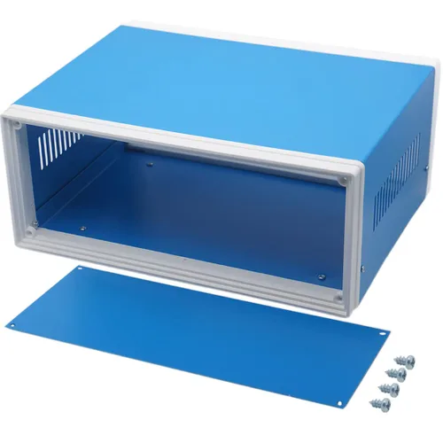 Miniatura 13 de Zulkit Cajas electrónicas, caja de metal azul, para proyectos de bricolaje, caja de conexiones, caja preventiva (9.1 x 7.3 x 3.9 pulgadas)