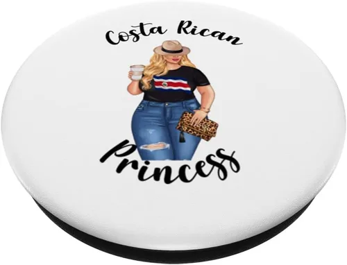Miniatura 2 de Blonde Costa Rican Princess Princesa Loves Coffee Cafe Hoops PopSockets Swappable PopGrip