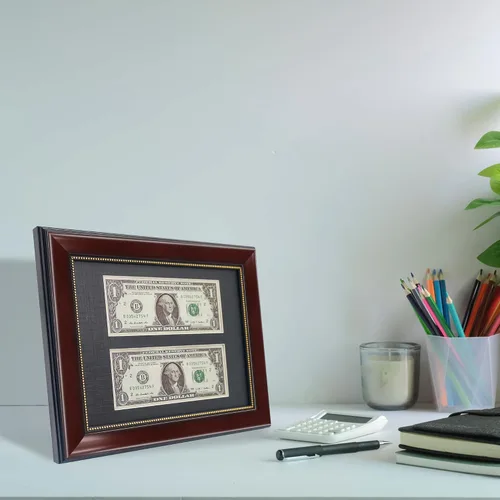 Miniatura 7 de GMFrames Marco de billetes de dólar de caoba con vidrio real de estera negra