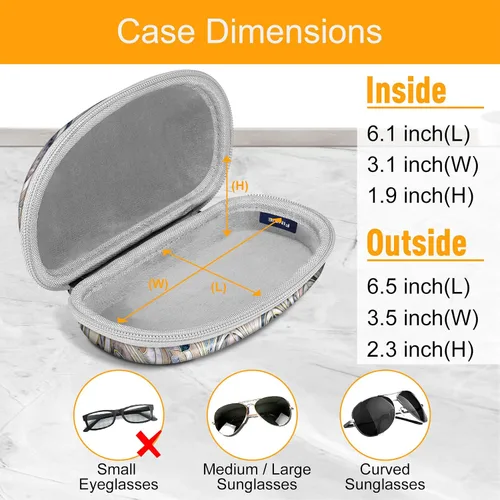 Miniatura 2 de Fintie Funda para lentes de sol con mosquetón, carcasa rígida a prueba de golpes, funda para gafas deportivas con cremallera de viaje