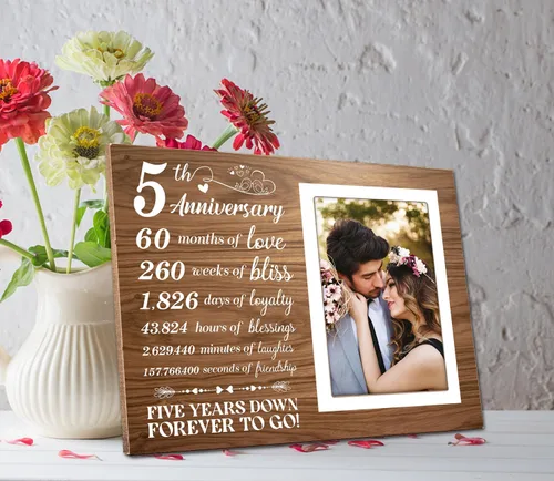 Miniatura 4 de 5º regalo de recuerdo con marco de imagen, marco de fotos de recuerdo, decoración de marco de 5ª imagen, regalos de boda para padres y parejas
