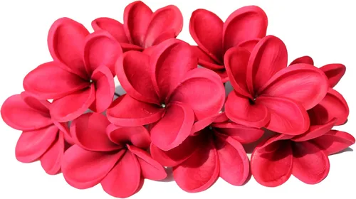 Miniatura 8 de 10 flores de plumeria artificiales de tacto real natural con tallos para fiestas temáticas hawaianas, un ramo de boda en la playa, decoración