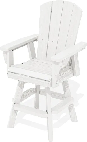 Miniatura 15 de SERWALL Silla de bar Adirondack giratoria de HDPE, silla Adirondack giratoria para balcón, taburetes de bar de altura de barra al aire libre