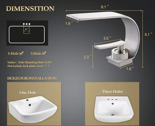 Miniatura 8 de becola Grifo de Baño Moderno, Válvula de Cerámica de Latón de Arco Bajo para Tocador de Un Solo Orificio, Grifo Mezclador de Agua Caliente y Fría