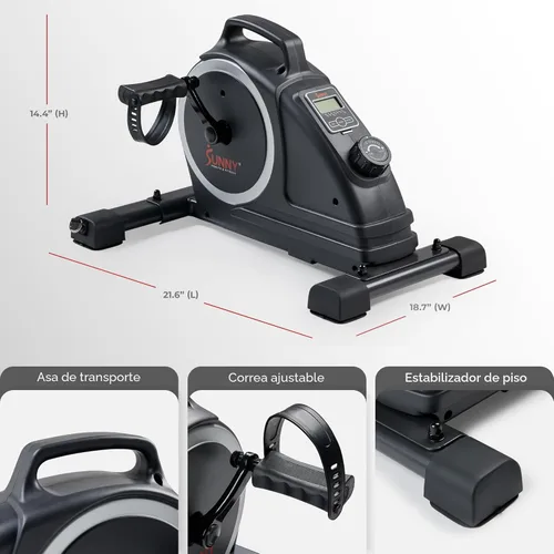Miniatura 6 de Sunny Health & Fitness 2-in-1 Smart Magnetic Pedal Exerciser, Compact Indoor Under-Desk Mini Exercise Bike for Full Body Cardio Workout and Physical