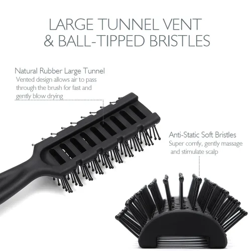 Miniatura 2 de Baasha Cepillo para el cabello, cepillo ventilado para secar con soplado, cepillo de pelo corto para hombre con cerdas con punta de bola, mejor