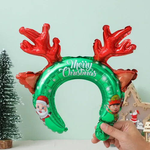 Miniatura 5 de Diadema de globo de Navidad, globo de papel de aluminio, diadema inflable de Navidad, globos inflables para decoración de fiestas temáticas