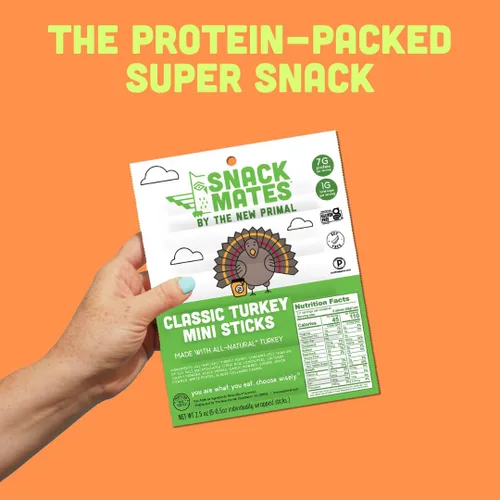 Miniatura 3 de The New Primal Snack Mates - Palitos de pavo, bocadillos saludables sin gluten para niños, aperitivos bajos en azúcar y alto en proteínas, mini