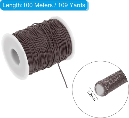 Miniatura 2 de uxcell Cordón elástico de 0.047 pulgadas (0.047 in) con hilo elástico para hacer joyas, collares, pulseras, cuentas, 109 yardas, color marrón