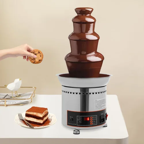 Miniatura 2 de Fuente de chocolate comercial, máquina de fusión digital de fuente de chocolate de 5 niveles, cascada de chocolate caliente de acero inoxidable