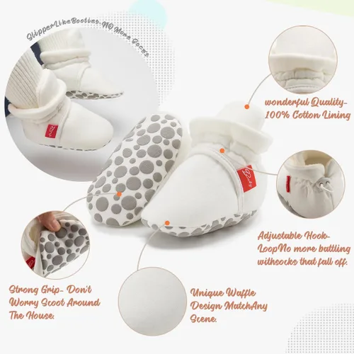 Miniatura 67 de Botines de forro polar para bebés, niños y niñas, pantuflas antideslizantes con agarre suave, zapatos de calcetín para recién nacidos, cuna