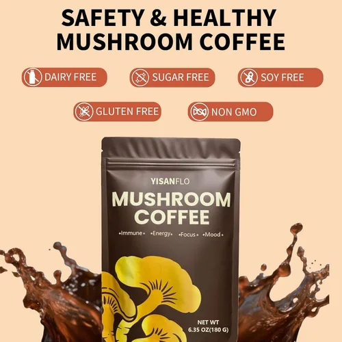 Miniatura 4 de Café de hongos, 6 hongos superalimentos y aceite MCT, 6.35 oz de café orgánico de hongos instantáneo para energía, concentración, apoyo inmunológico