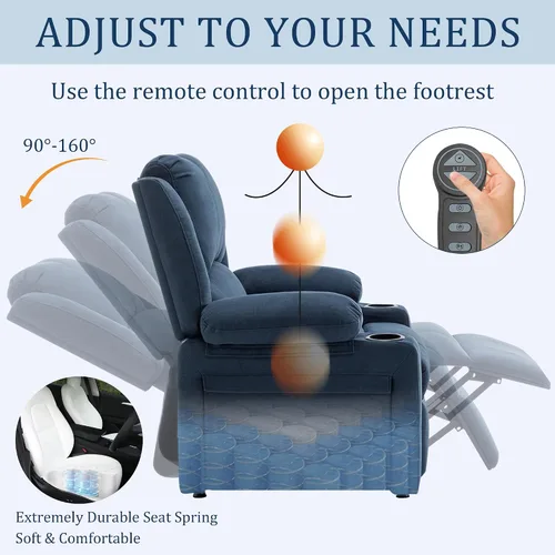 Miniatura 5 de Silla reclinable eléctrica, sofá reclinable para adultos, asiento tapizado de punto de calefacción, asiento de teatro, sofá individual con bolsillos