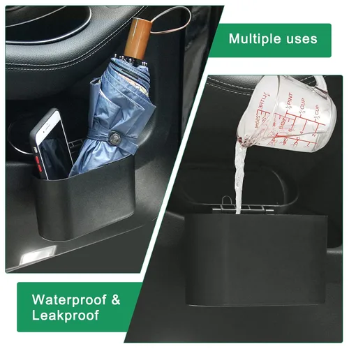 Miniatura 7 de AHIER Cubo de basura pequeño para automóvil con tapa, mini cubo de basura de plástico portátil para colgar con 30 bolsas para automóviles, oficina