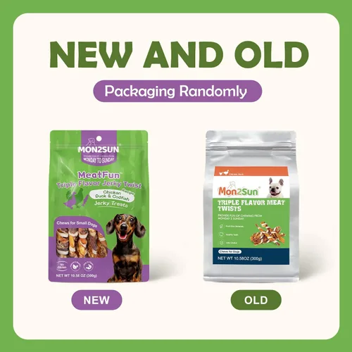 Miniatura 7 de MON2SUN Golosinas para perros, palitos de cecina de triple sabor, palitos de pollo de pato y bacalao de 4.5 a 5 pulgadas para perros pequeños