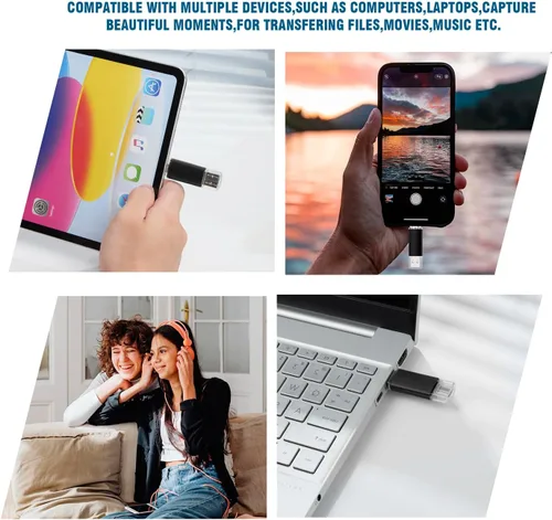 Miniatura 3 de Paquete de 2 unidades flash USB 3.0 de 64 GB tipo C de 128 GB 2 en 1 USB-C, unidad de memoria para teléfonos inteligentes, computadora, tableta, PC