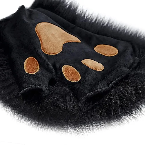 Miniatura 88 de Guantes de garra para disfraz de Halloween, medio dedo, lobo, oso, gato, guantes, guantes de piel sintética para mascarada, cosplay, utilería de mano