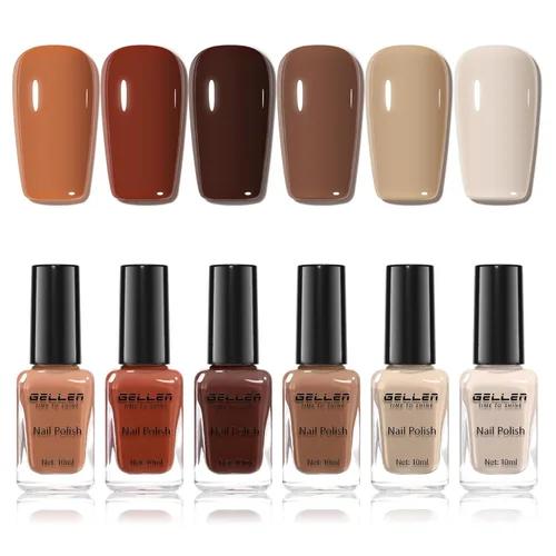 Miniatura 36 de GELLEN Juego de Esmalte de Uñas en 4 Colores Negro, Blanco, Gris & Base y Capa Superior, Esmalte de Uñas de Tendencia Otoño/Invierno Negro, Blanco