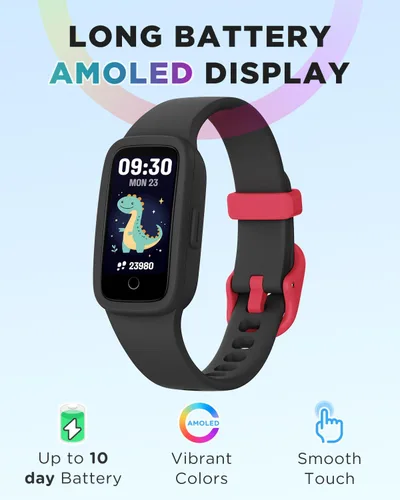 Miniatura 2 de BIGGERFIVE Vigor 3 - Reloj de seguimiento de actividad física para niños, pantalla AMOLED, no necesita aplicación, no necesita teléfono, resistente