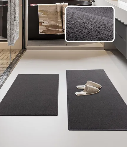 Miniatura 7 de YIHOUSE Juego de alfombras de baño 2 piezas, tapete de baño ultrafino adecuado para debajo de la puerta, tapete de baño absorbente de secado rápido