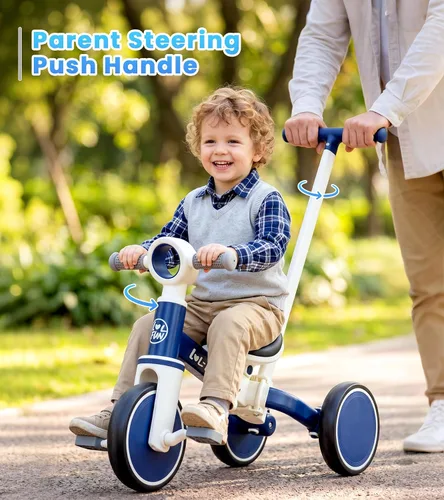 Miniatura 2 de LOL-FUN Triciclos 5 en 1 para Niños Pequeños de 1-3 Años Niños Niñas Juguete con Mango de Empuje y Dirección para Padres, Bicicleta de Equilibrio