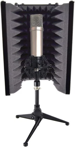 Miniatura 4 de Pyle PSMRS08 - Pantalla de aislamiento compacto para micrófono, reflector de gomaespuma con amortiguación de sonido de micrófono de estudio.