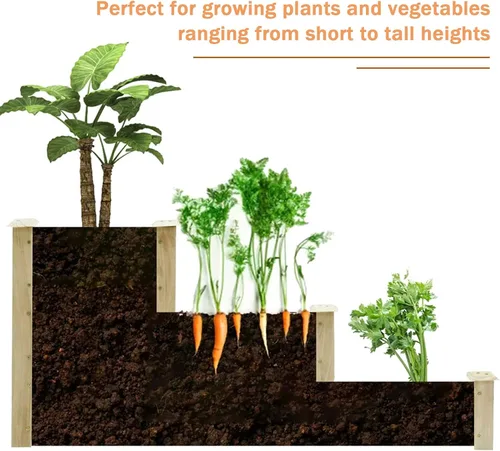 Miniatura 4 de Macetas de 3 niveles para plantas al aire libre, kit de cultivo elevado, caja de jardinera, cajas de jardín elevadas al aire libre, maceta de madera