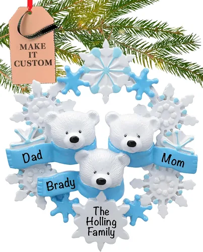 Miniatura 10 de Adorno personalizado para pareja 2026 24 horas, grabado con láser, adornos de Navidad de oso polar para árbol Familia personalizada de 2 copos