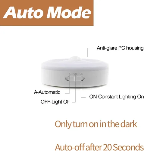 Miniatura 6 de BASON LIGHTING Luces de disco recargables, luces inalámbricas para armario, sensor de movimiento, luces nocturnas blancas cálidas automáticas