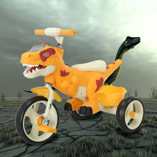 Miniatura 8 de Triciclo de dinosaurio para niños, niños pequeños de 2 a 6 años, triciclo con música, luces LED, cesta de almacenamiento y ruedas de goma, regalo