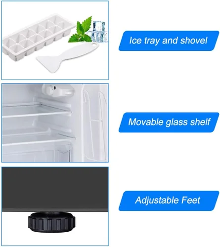 Miniatura 5 de Refrigerador compacto, unidad de 3.2 pies cúbicos Mini refrigerador de hoja laminada en frío con congelador, refrigerador de dormitorio con estantes