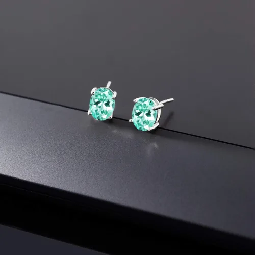 Miniatura 49 de Gem Stone King Aretes de oro de 14 quilates con piedra natal ovalada de 0.315 x 0.236 in Aretes de oro para mujer