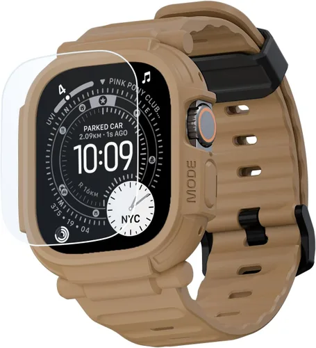elkson Funda de Banda para Apple Watch Ultra de 49mm 3/2/1 con Protector de Pantalla de Vidrio Templado, Serie Quattro Pro Resistente para Correa de