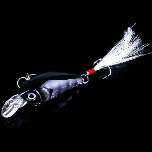 Miniatura 6 de Paquete de 5 señuelos de pesca Minnow cebo de manivela, señuelos de pesca para lubina, cebo artificial duro, señuelos de pesca Crankbait, ojos 3D