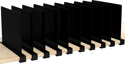 Miniatura 11 de HBlife 12 piezas de divisores de estante de acrílico transparente, organizador vertical de bolsos para armario, perfecto para suéteres, camisas